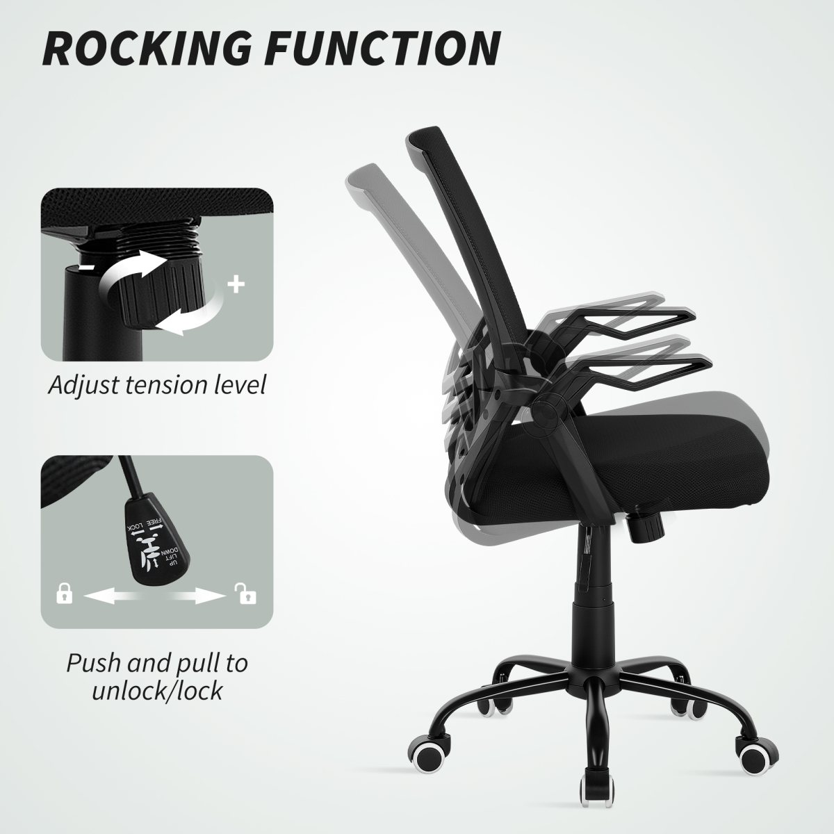 Vinsetto Mesh Swivel Office Chair Task Computer Chair w/ Lumbar Support