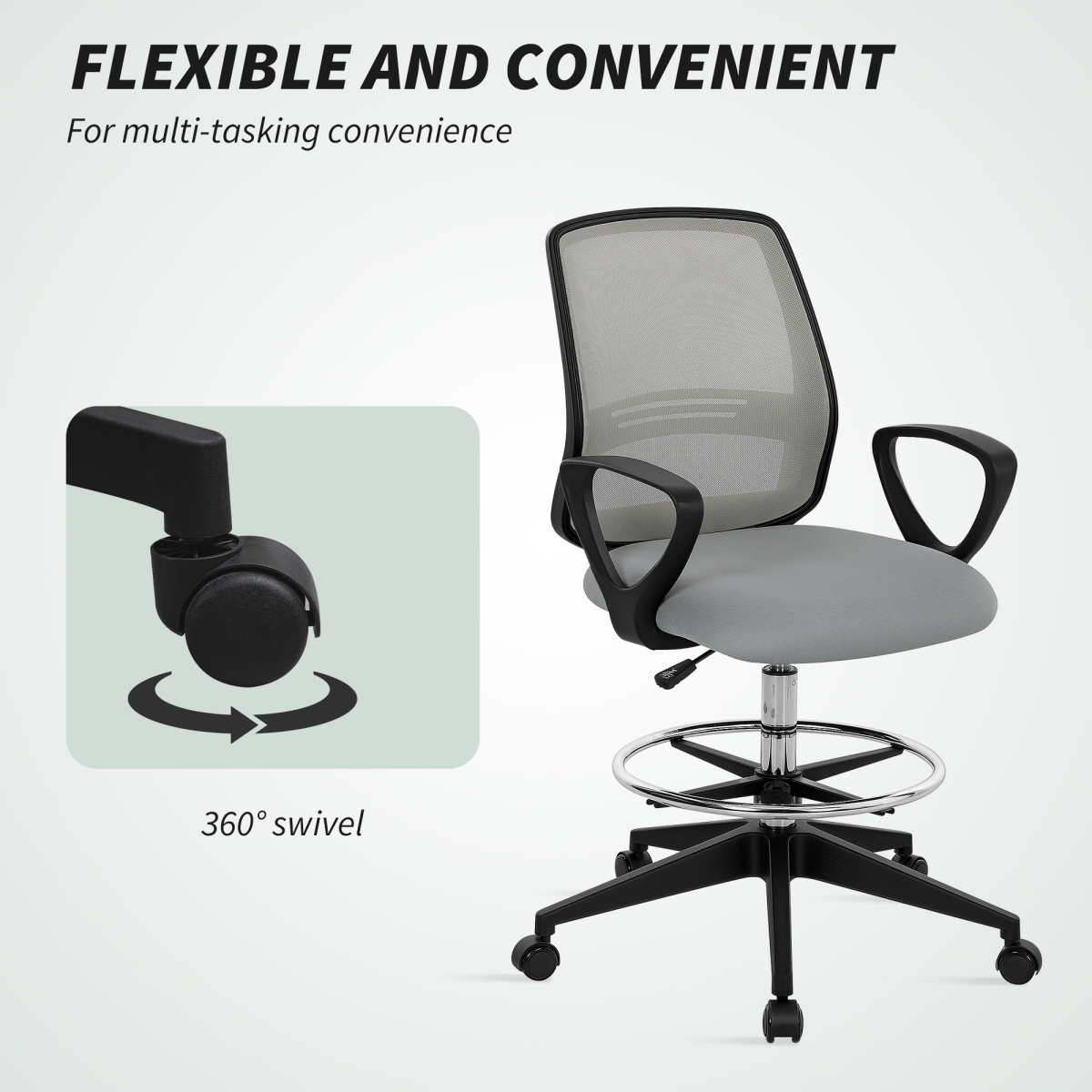 Vinsetto Draughtsman Chair Tall Office Chair with Adjustable Height