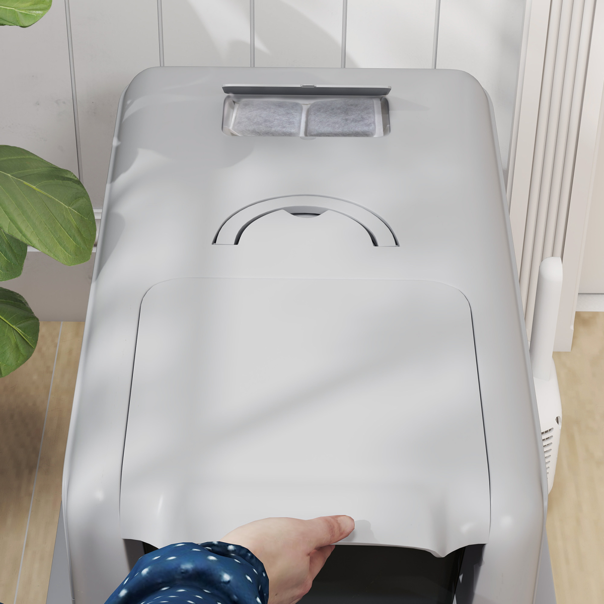 PawHut Stainless Steel Cat Litter Box with Removable Lid, Scoop