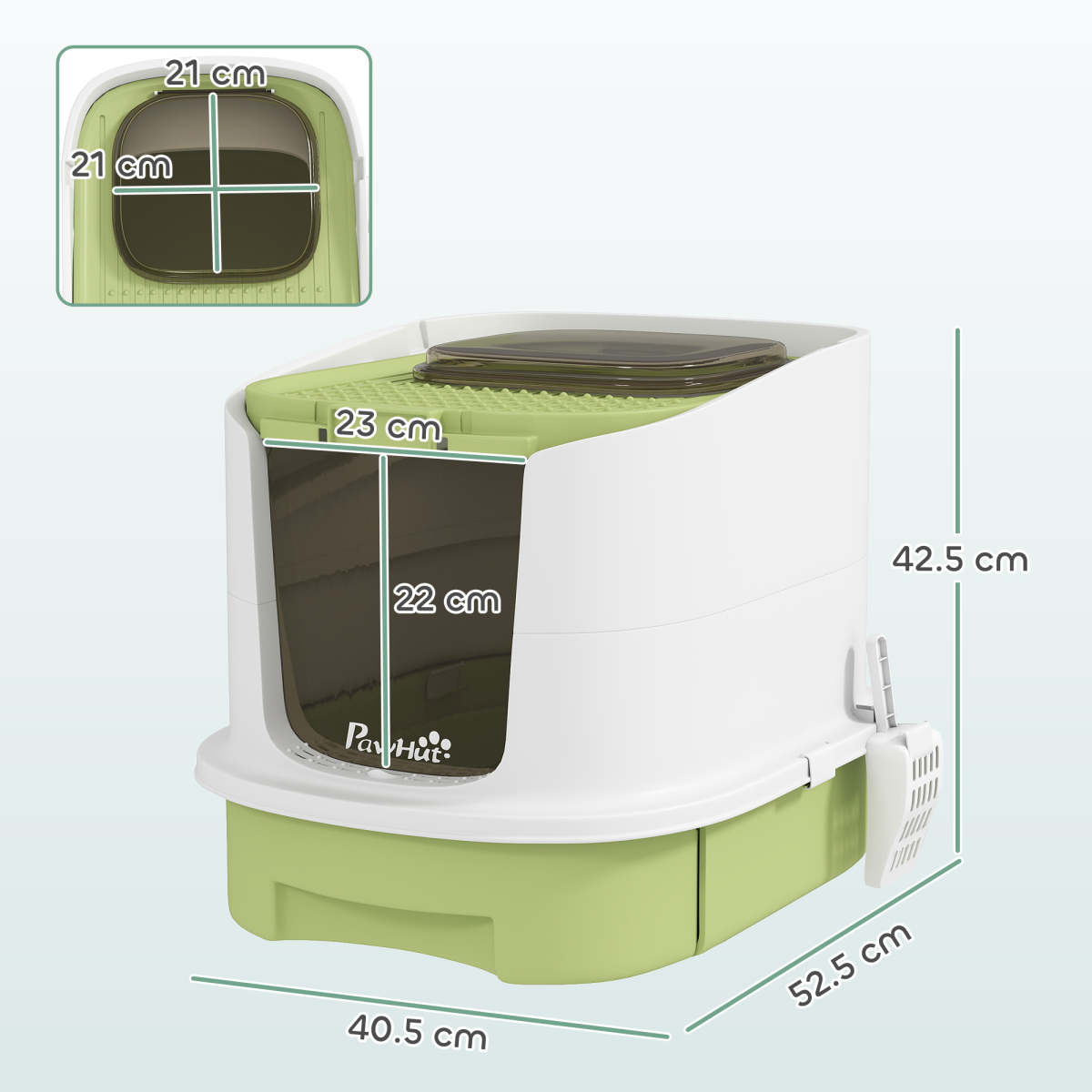 PawHut Cat Litter Box, Hooded Cat Litter Tray with Lid, Scoop