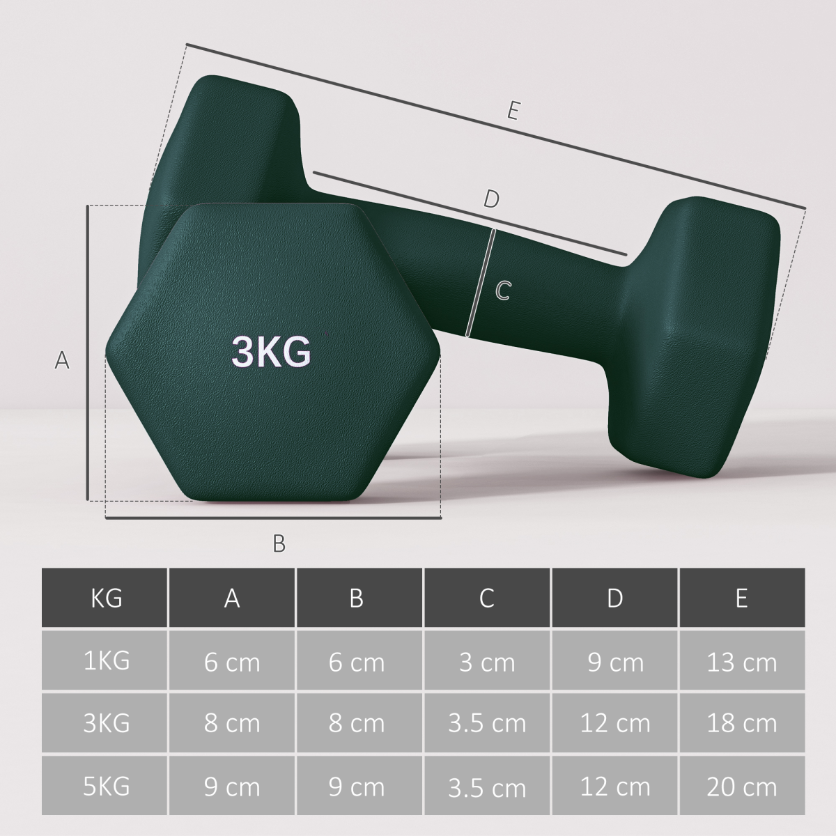 SPORTNOW Dumbbells Set with Storage Rack, 2 x 1kg, 2 x 3kg, 2 x 5kg