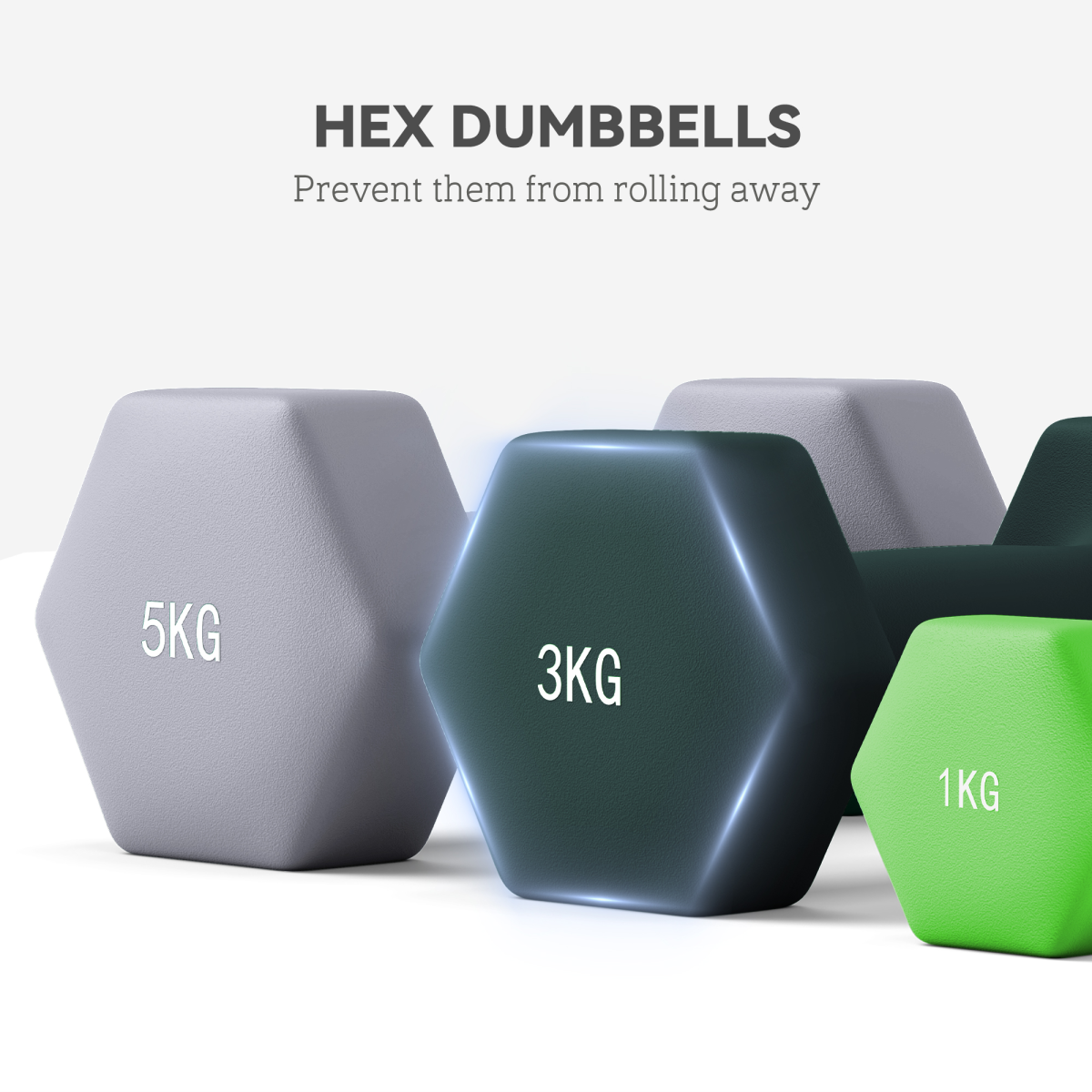 SPORTNOW Dumbbells Set with Storage Rack, 2 x 1kg, 2 x 3kg, 2 x 5kg