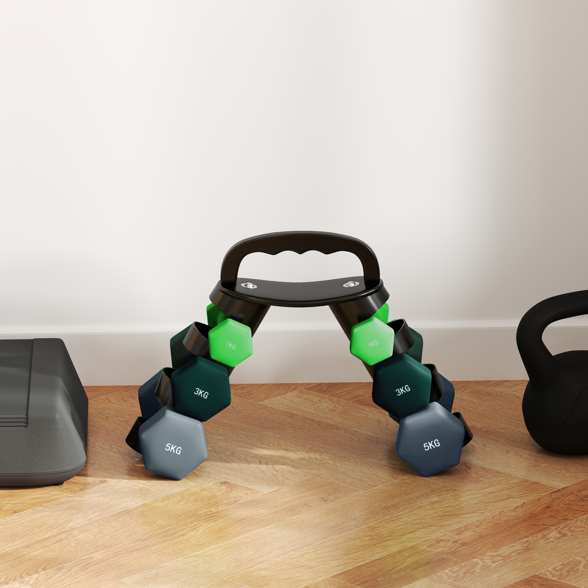 SPORTNOW Dumbbells Set with Storage Rack, 2 x 1kg, 2 x 3kg, 2 x 5kg