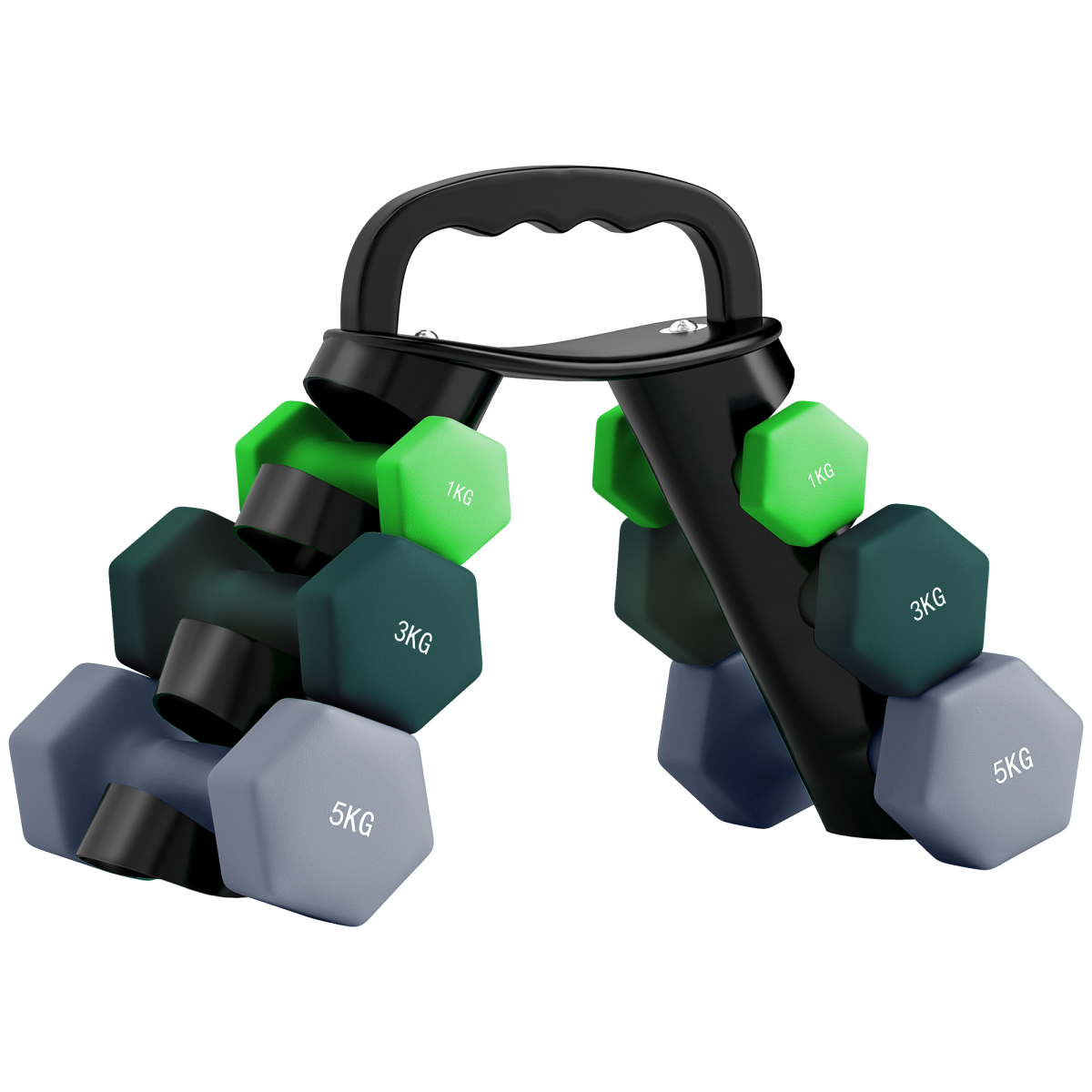 SPORTNOW Dumbbells Set with Storage Rack, 2 x 1kg, 2 x 3kg, 2 x 5kg