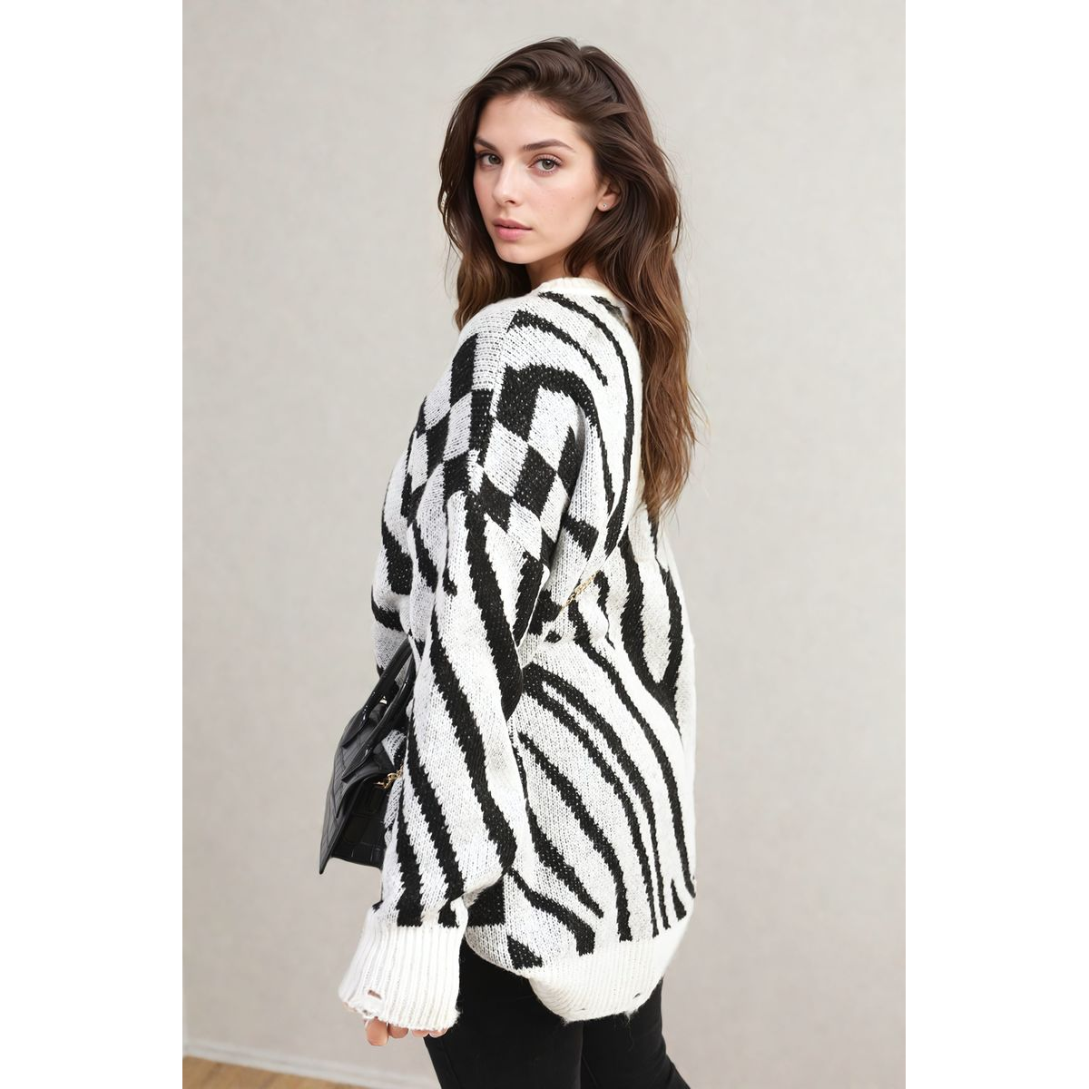 Zebra Stripe Knitted Jumper