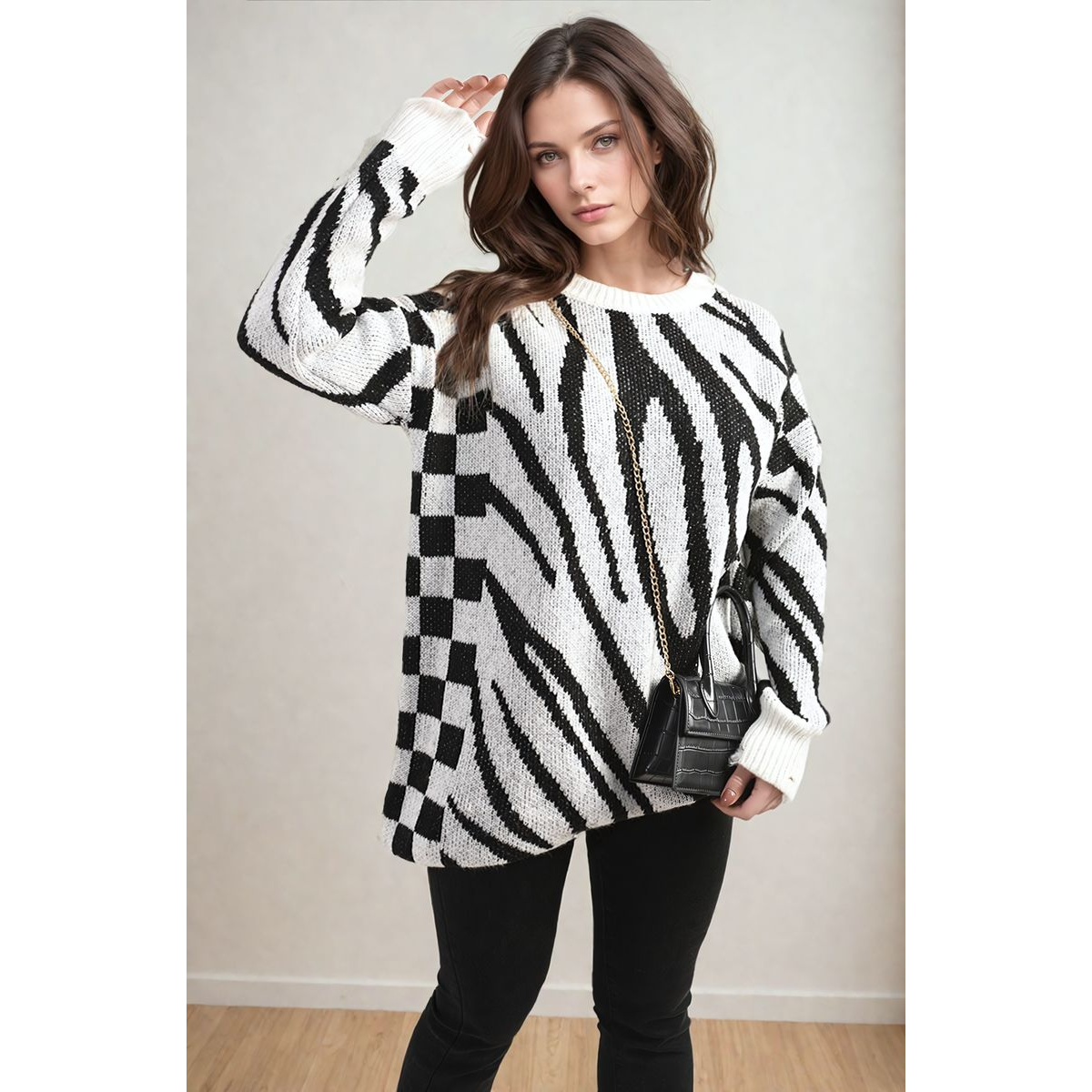 Zebra Stripe Knitted Jumper