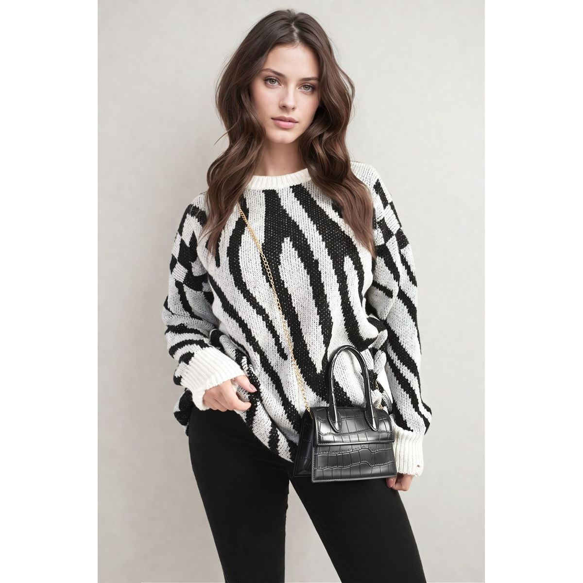 Zebra Stripe Knitted Jumper