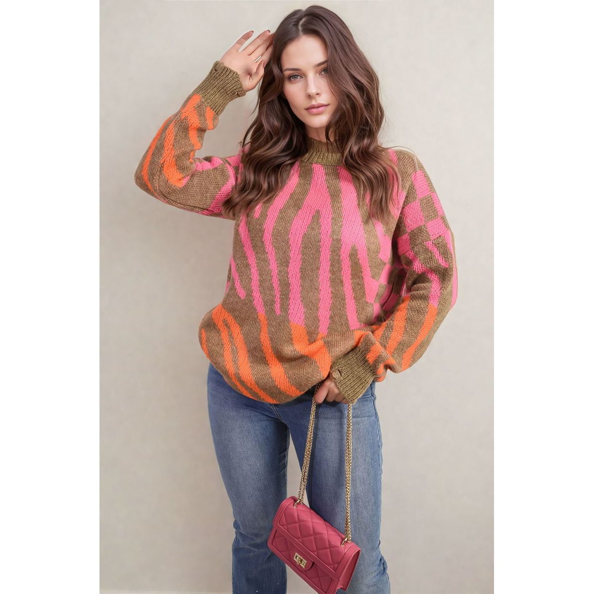Zebra Stripe Knitted Jumper