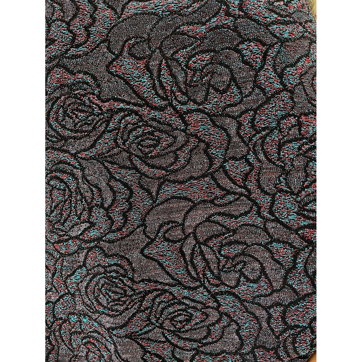 Long Sleeve Glitter Floral Pattern Top