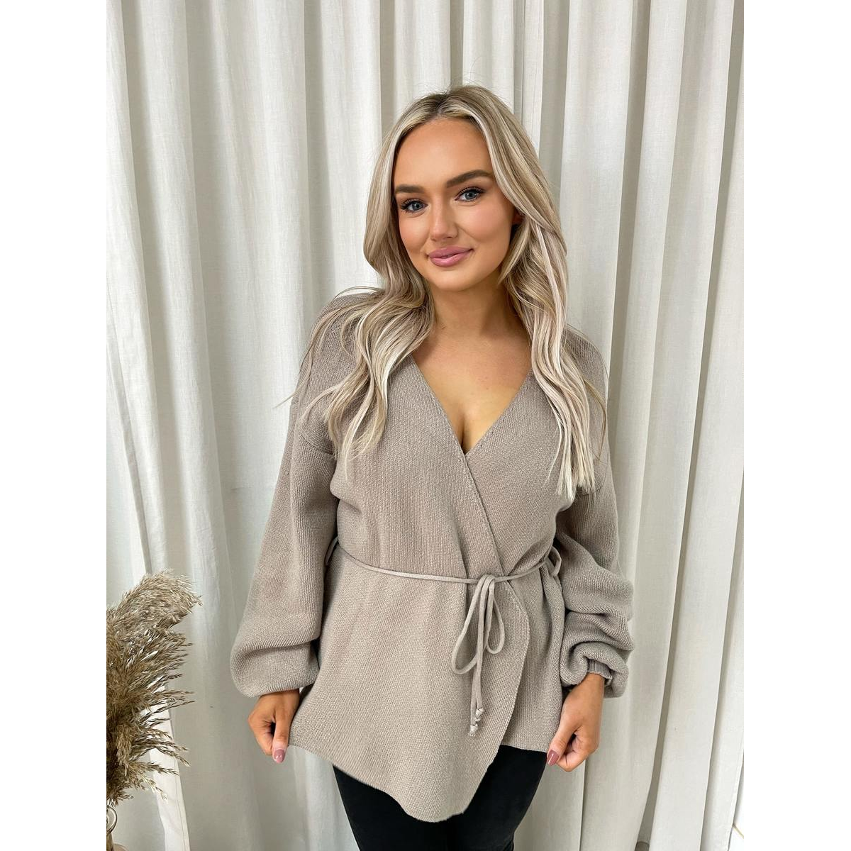 Wrap Tie Belt Knitted Cardigan