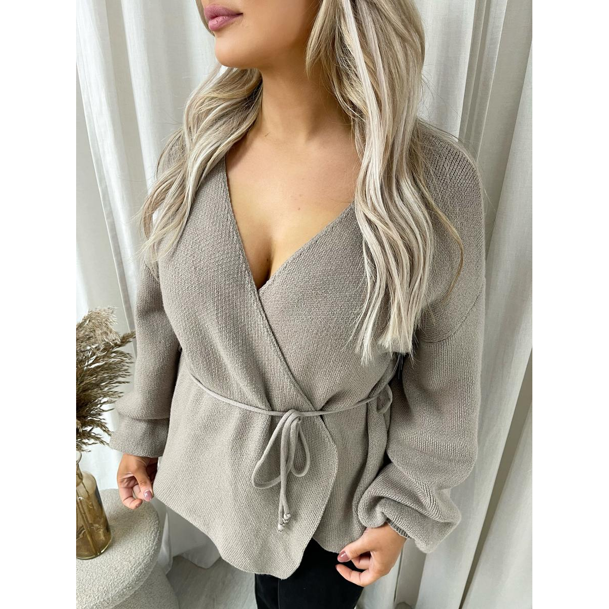 Wrap Tie Belt Knitted Cardigan