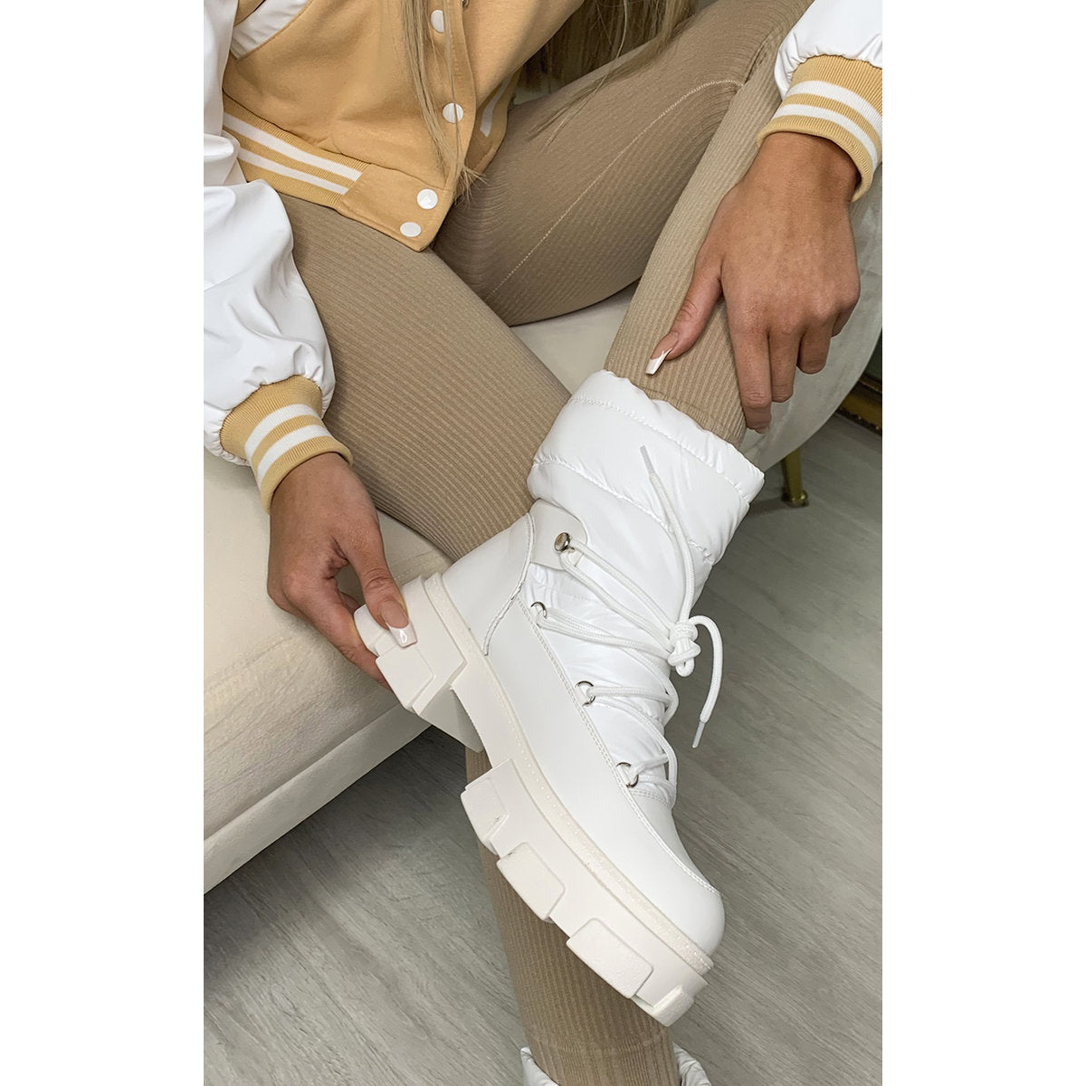 Padded Lace Up Chunky Sole Snow Boots