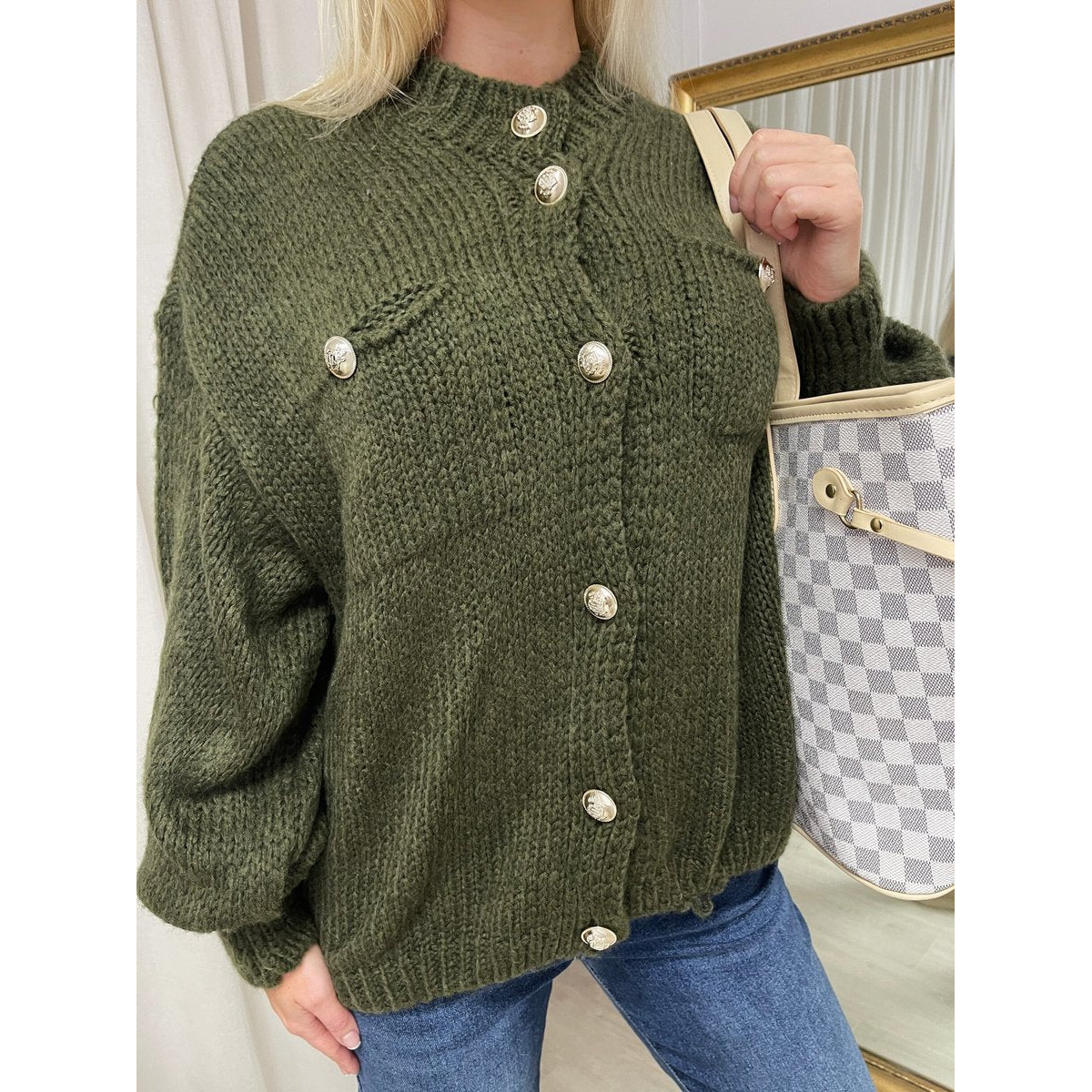 Oversized Button Down Chunky Knitted Top