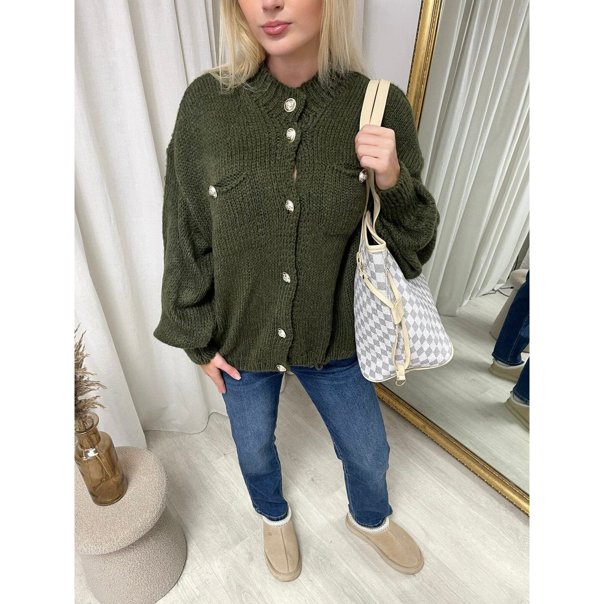 Oversized Button Down Chunky Knitted Top