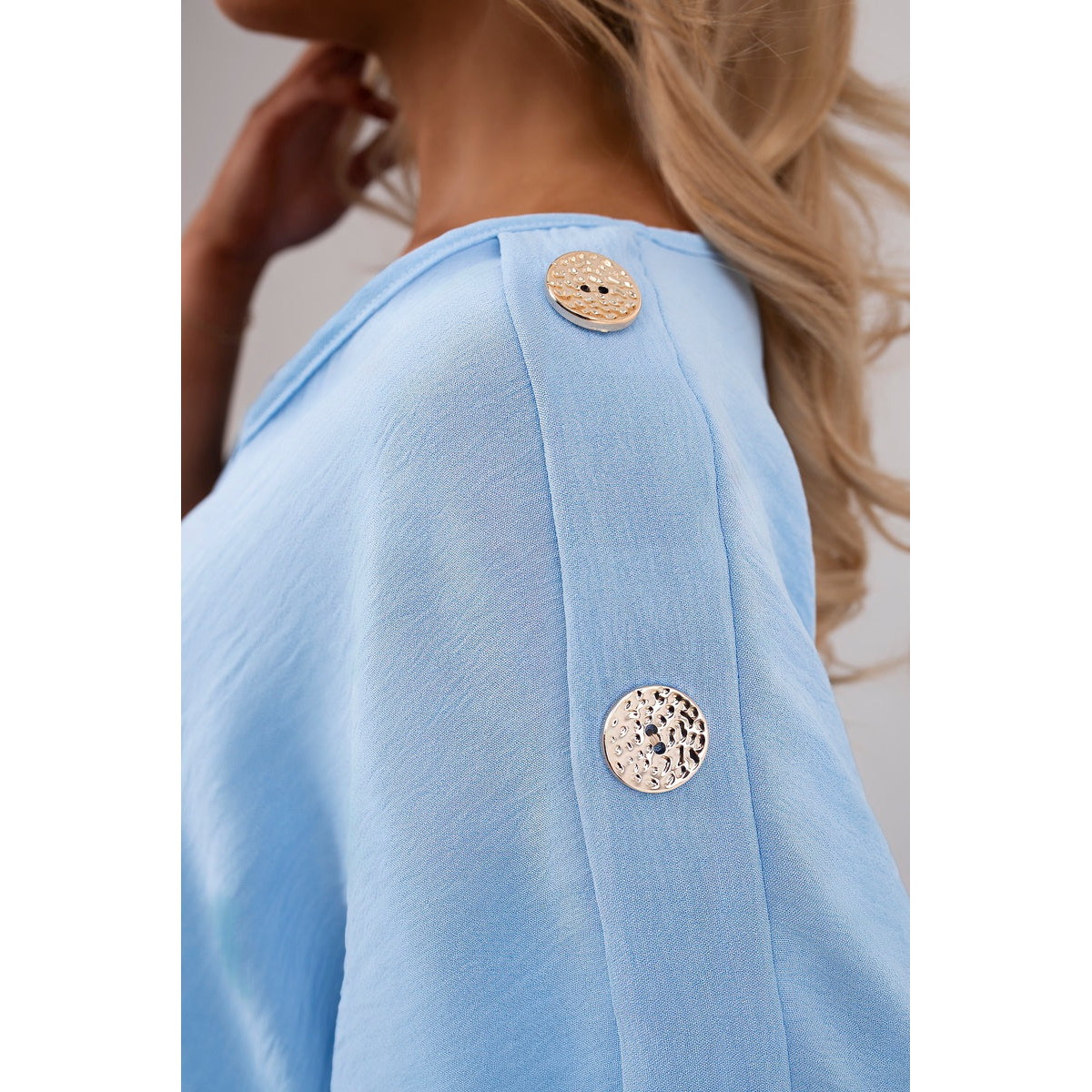 V Neck Short Sleeve Maxi Dress with Button Detail