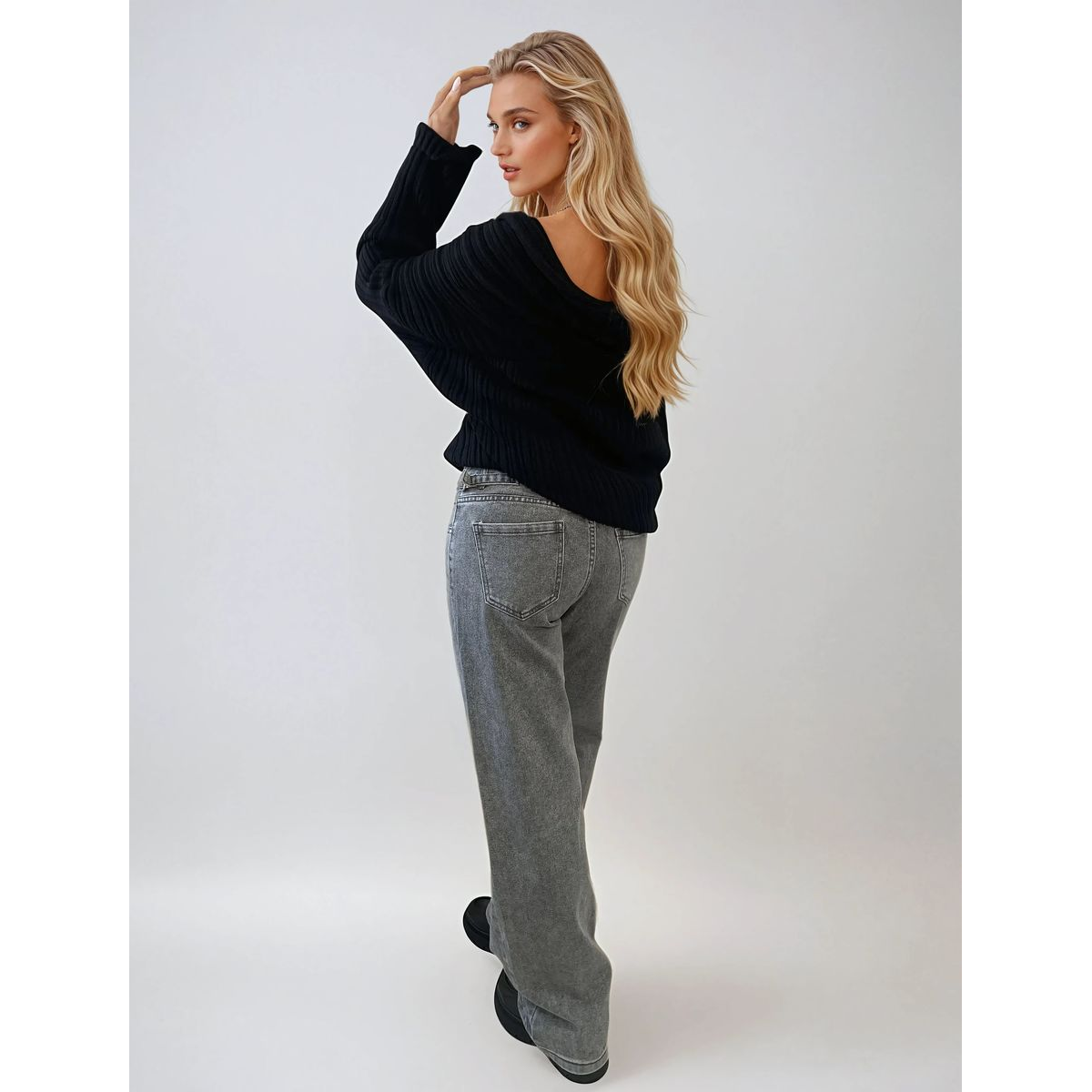 High Waist Loose Leg Jeans