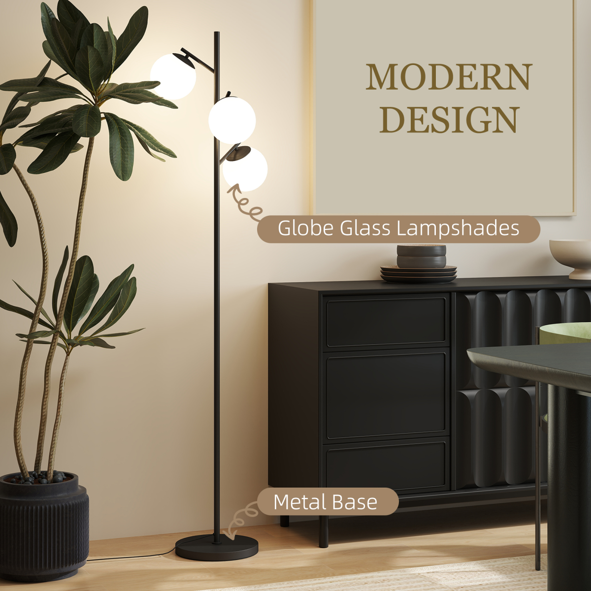 HOMCOM Modern Tree Floor Lamp, for Living Room Bedroom