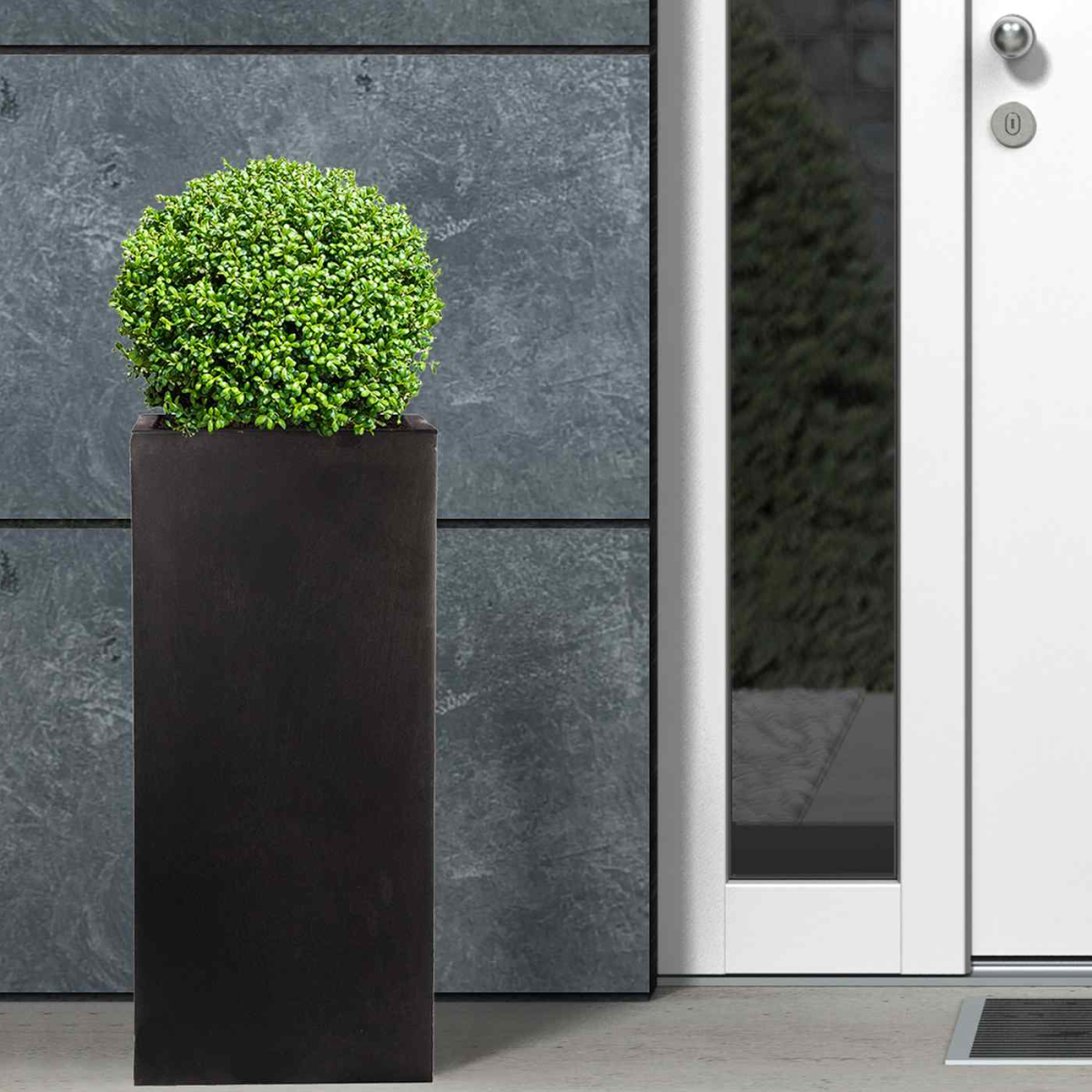 IDEALIST Lite Contemporary Faux Lead Light Concrete Garden Tall Square Planter, Outdoor Plant Pot H50 L21 W21 cm, 22L