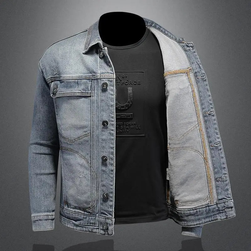 Men’s Classic Denim Jacket – Retro Casual Streetwear Outerwear
