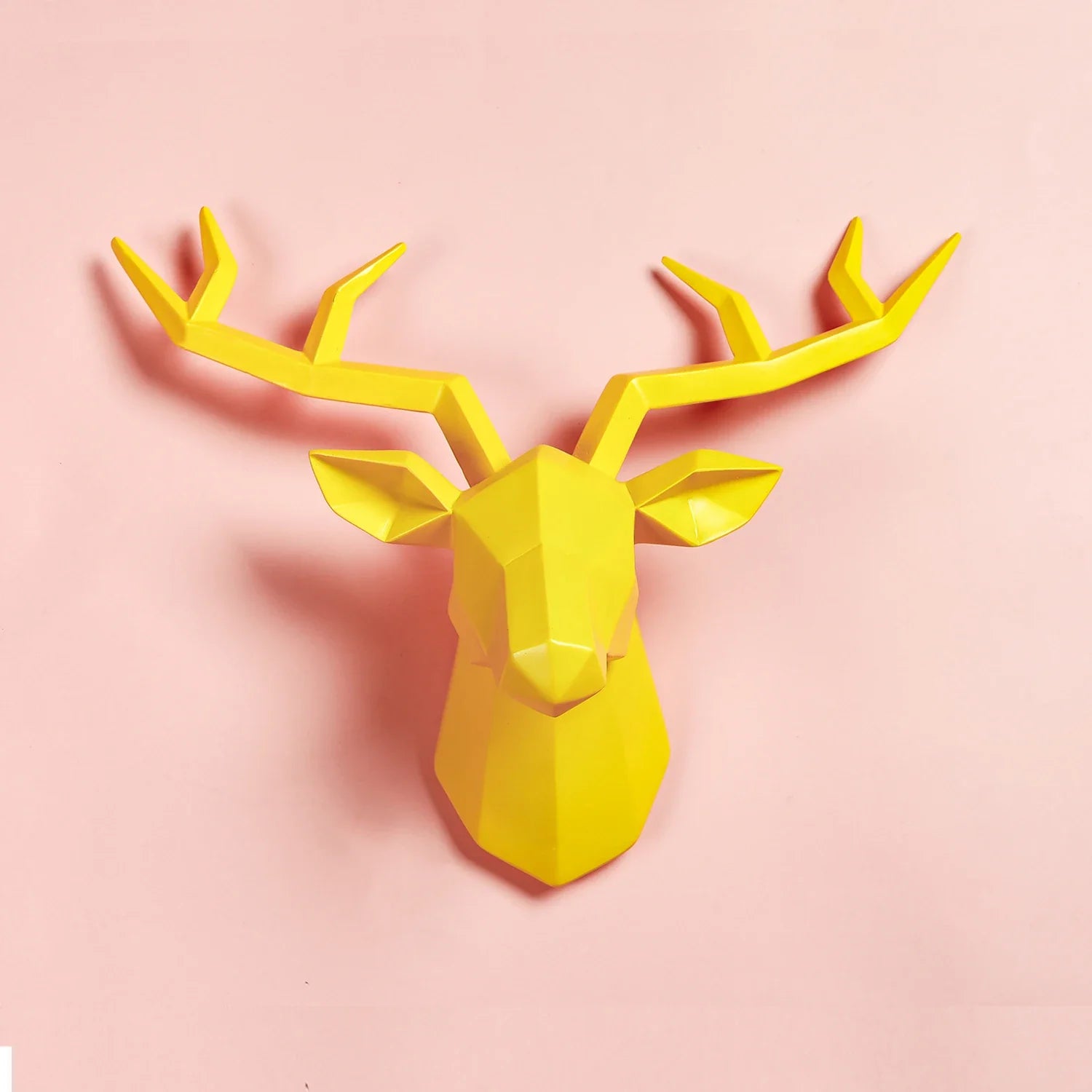 Modern Geometric Deer Head Wall Sculpture – Resin Antler Decor