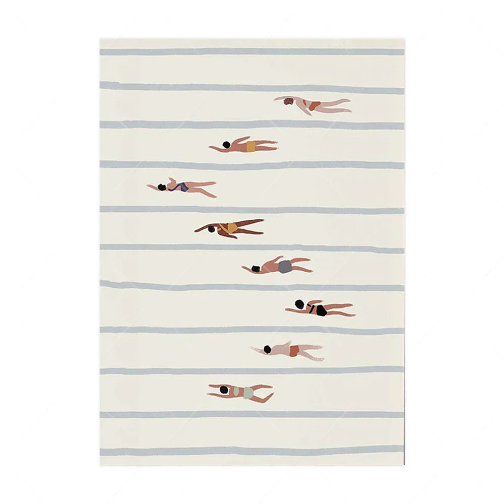 Minimal Swimmers Art Print – Nordic Minimalist Unframed Poster