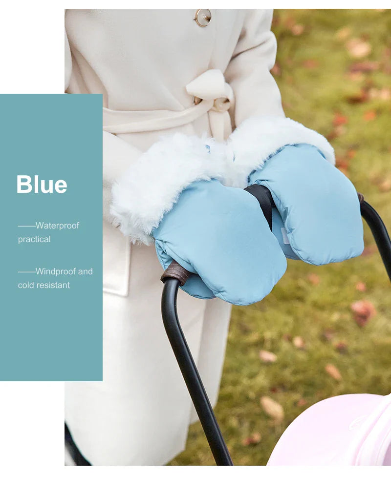 Stroller Gloves 1 Pair Winter Windproof Warm Cute Bear Brown Style Universal Prams Gloves Waterproof Baby Stroller Accessories