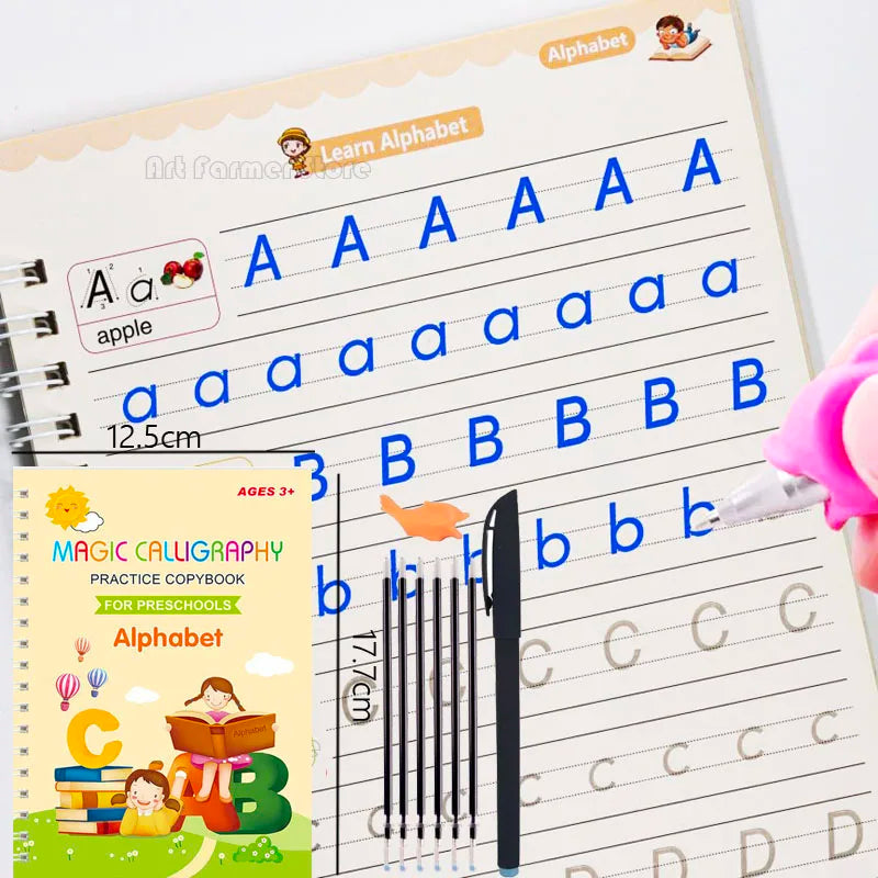 New Reusable Learning Math English 3D Calligraphy Book Drawing Copybook Numbers Education for Kids Letter Practice Toy Gifts
