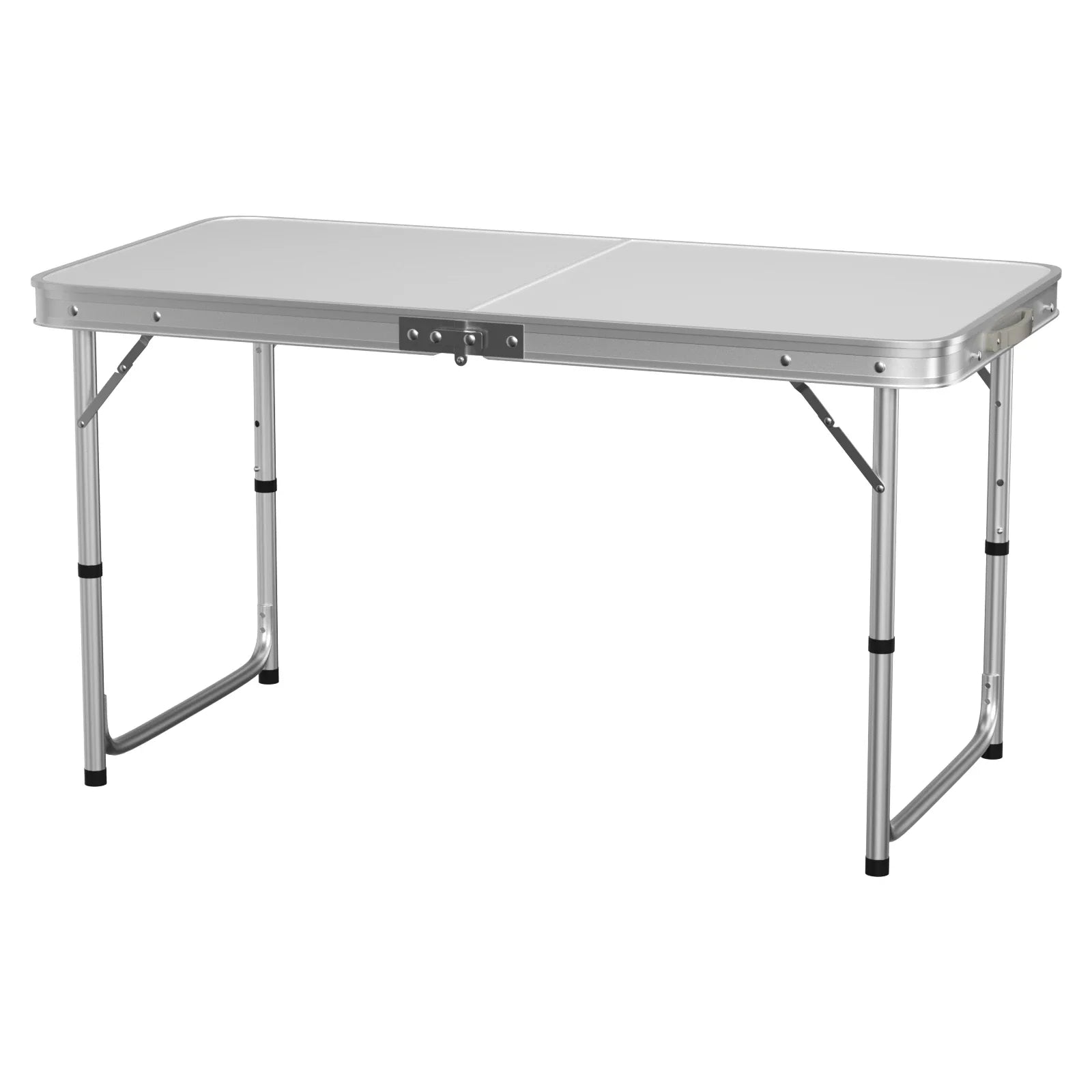 Features: - Folding table with carry handle - Moulded plastic top - includes handy carrying handle - Sturdy aluminum alloy fr