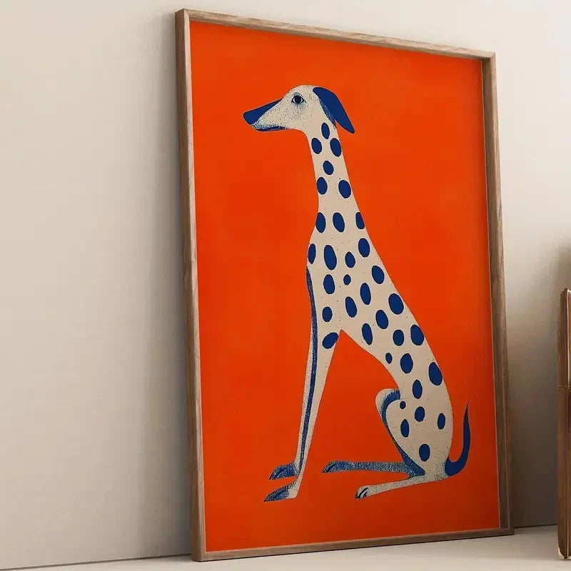 Abstract Dalmatian Dopamine Canvas Poster – Orange & Blue Modern Wall Art