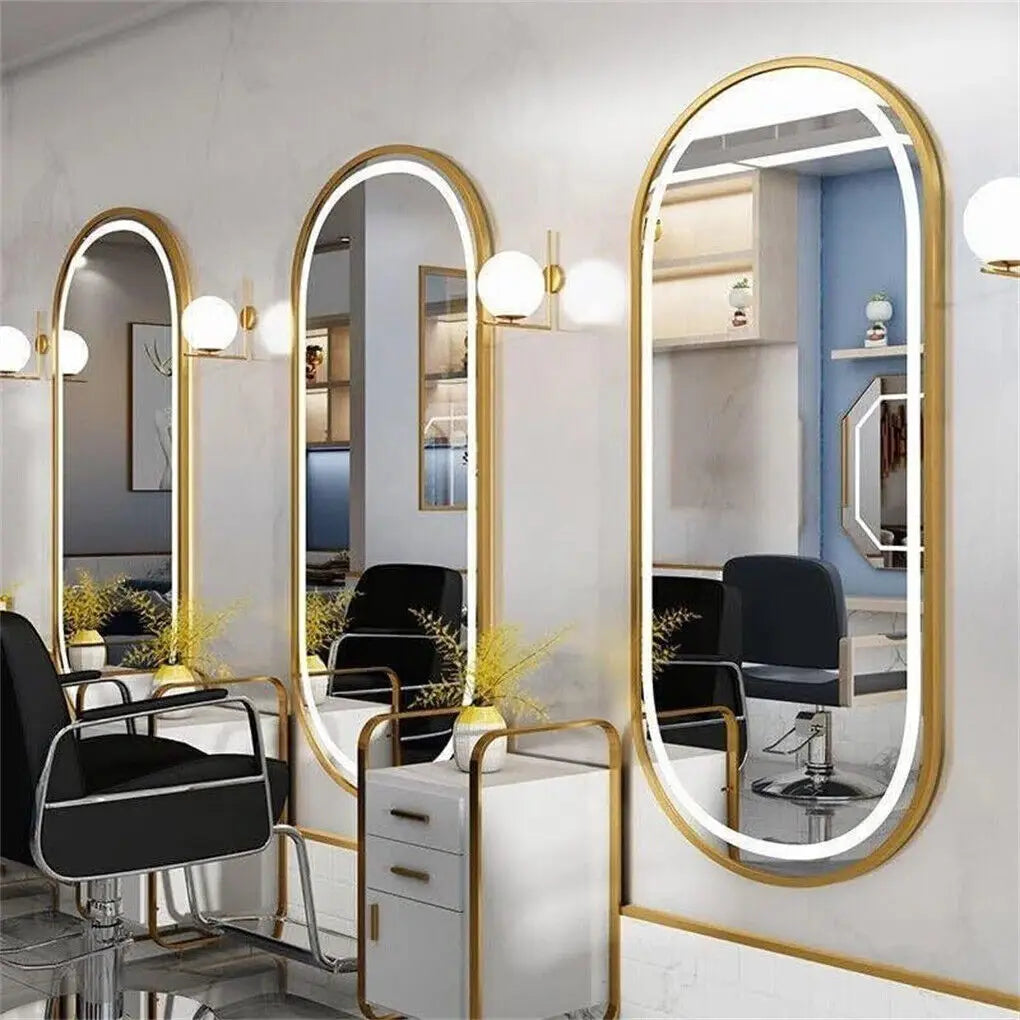 LUVODI Luxury Oval Led Illuminated Bathroom Mirror Gold Aluminum Frame with Demister Pad