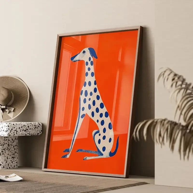 Abstract Dalmatian Dopamine Canvas Poster – Orange & Blue Modern Wall Art
