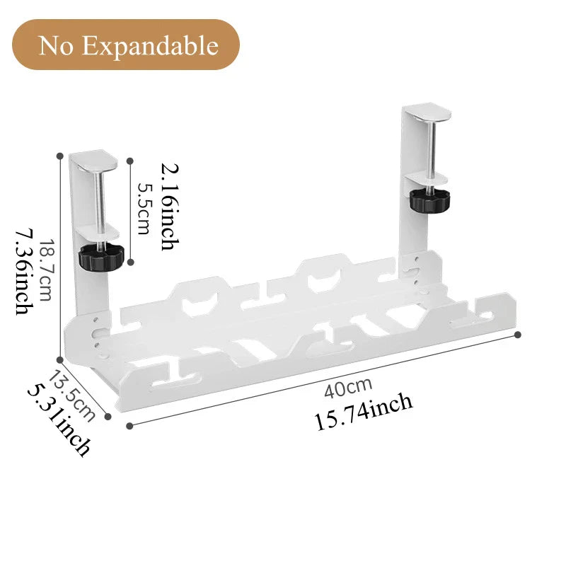 Telescopic Under Desk Cable Management Tray – Metal Under Table Storage Rack for Home Office, Router & Power Strip Organizer