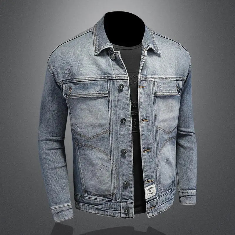 Men’s Classic Denim Jacket – Retro Casual Streetwear Outerwear