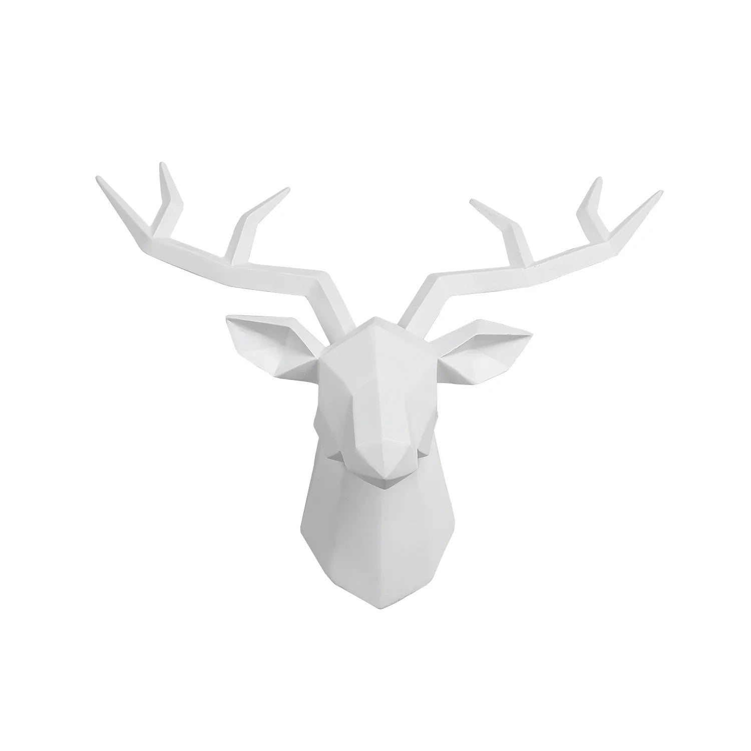 Modern Geometric Deer Head Wall Sculpture – Resin Antler Decor