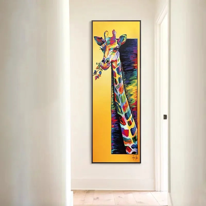 Modern Colourful Giraffe Wall Poster – No Frame