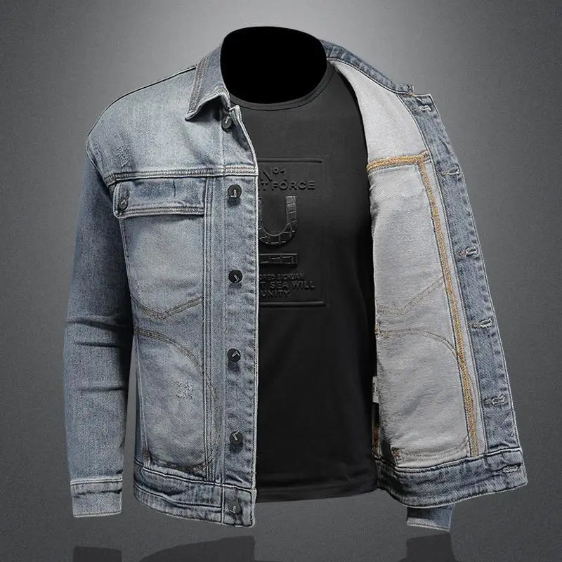 Men’s Classic Denim Jacket – Retro Casual Streetwear Outerwear