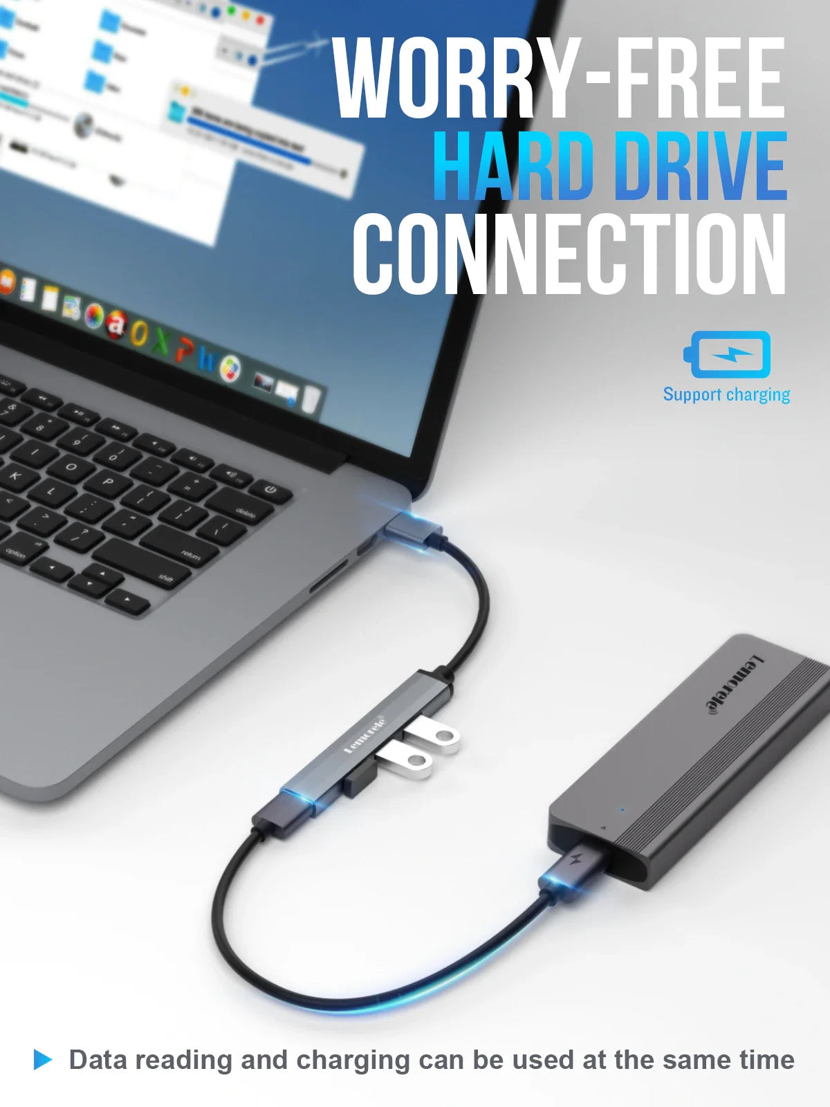 Lemorele 120cm 4Ports USB HUB OTG USB A 3.0 Adapter Multi Splitter Adapter Laptop Accessories For Xiaomi Lenovo Macbook Pro