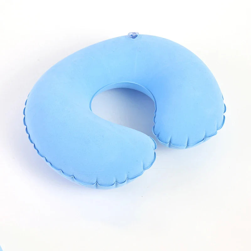 1pc Inflatable C-shaped Pillow Travel Neck Pillow Portable Round Pillow Cushion