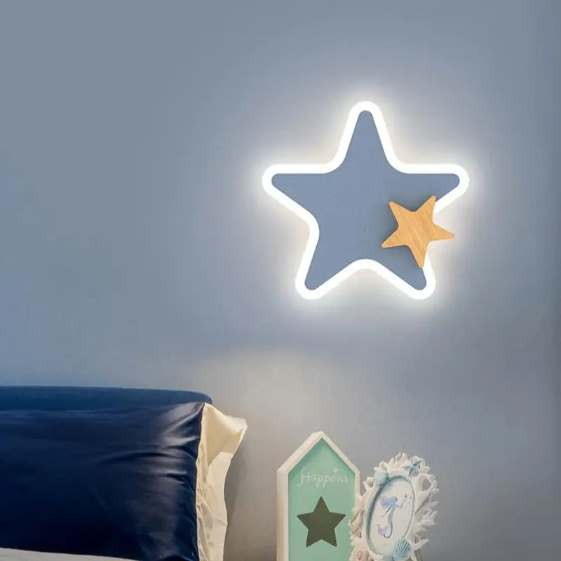 Cartoon LED Rocket & Moon Wall Lamp – Kids Night Light Bedroom Decor