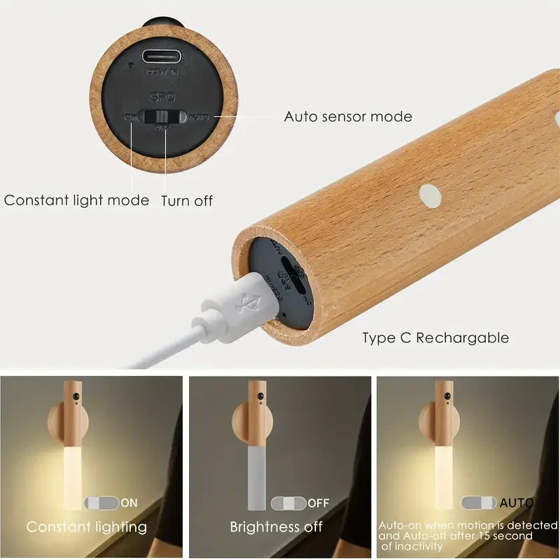 Smart Motion Sensor Night Light – Rechargeable Magnetic LED Wall Lamp, Wireless Modern Lighting for Hallway, Bedroom, Stairs & Cabinets