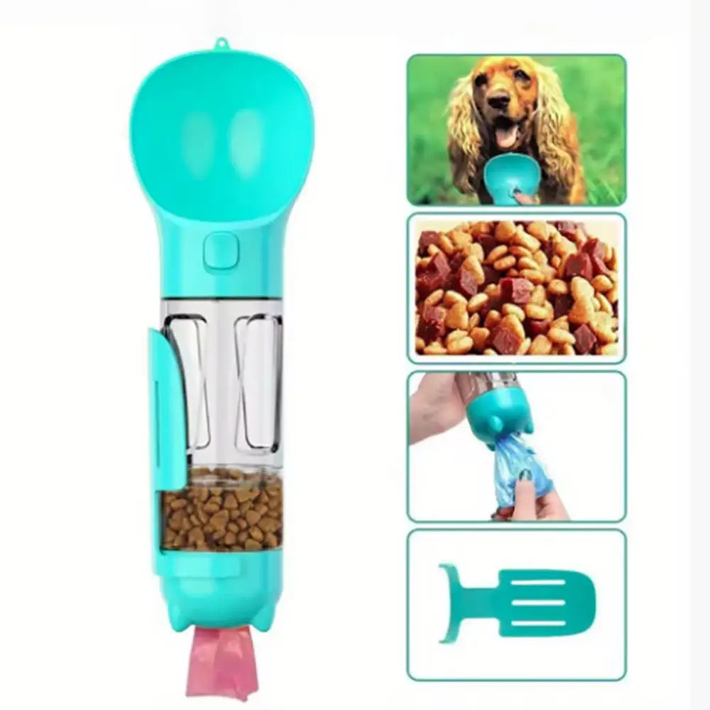 300/500ml Pet Water Food Dispenser 3 in 1 with Trash Bag Box and Shovel Pet Dog Water Bottle Leak Proof Dog Food Feeder