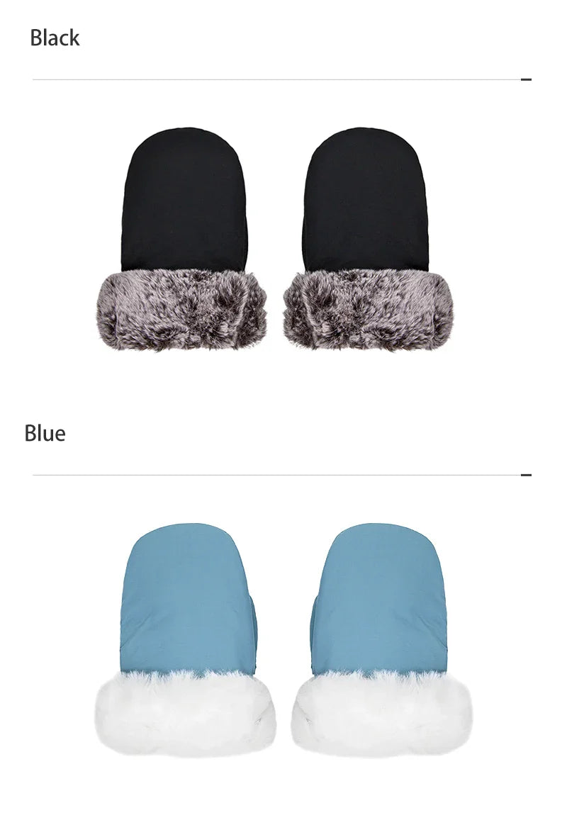 Stroller Gloves 1 Pair Winter Windproof Warm Cute Bear Brown Style Universal Prams Gloves Waterproof Baby Stroller Accessories