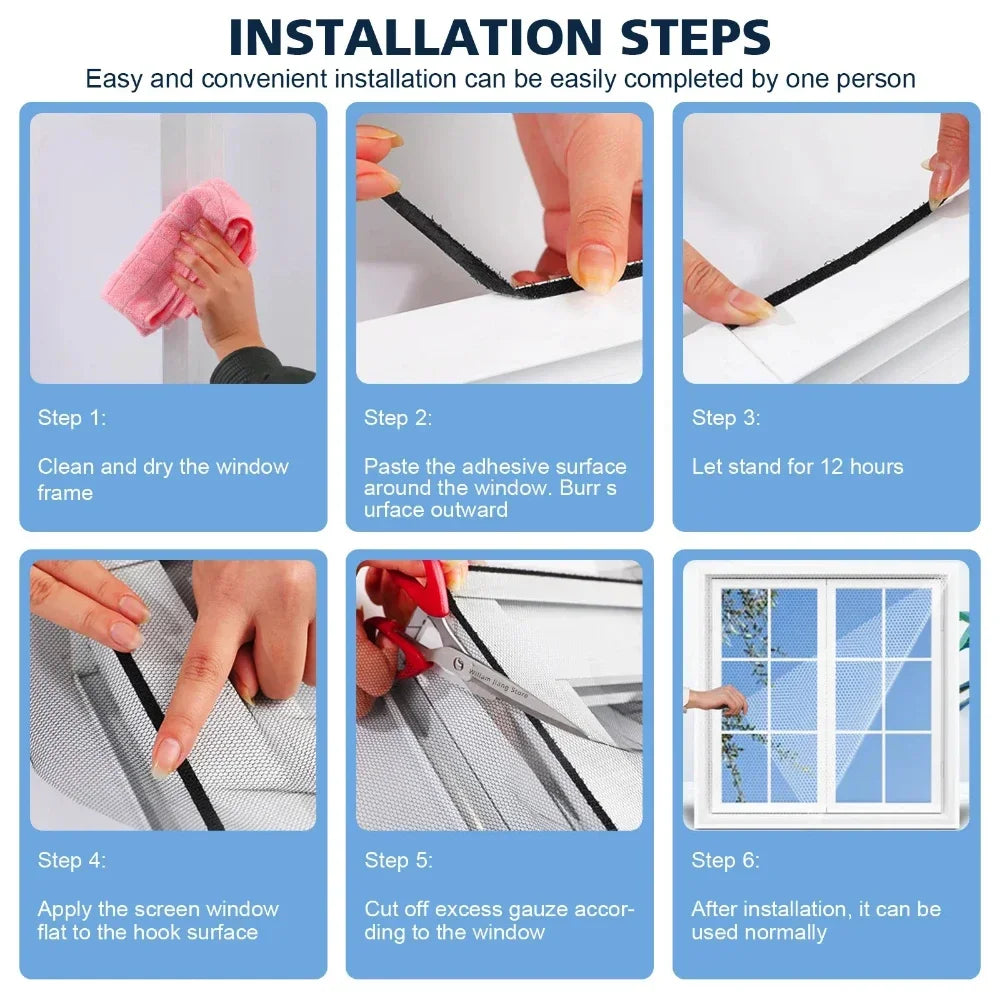 DIY Mosquito Net Self-adhesive Indoor Anti-insect Fly Screen Curtains Window Net Protections Mesh Home Textile Bed Garden