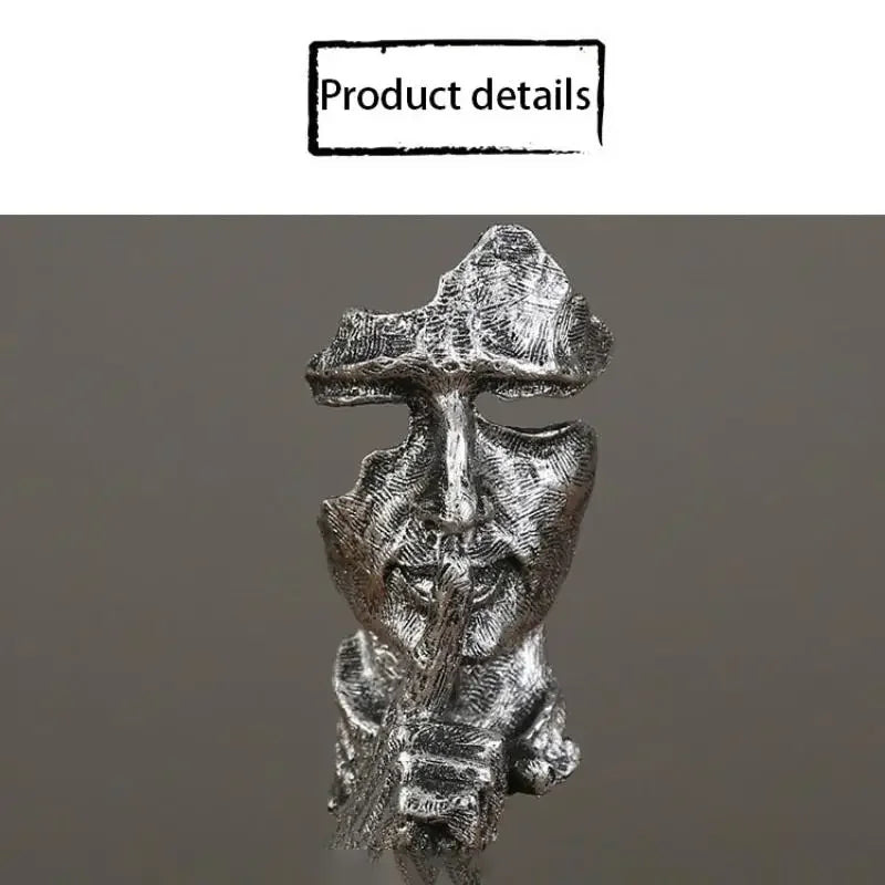 Abstract Resin Face Sculpture – “Silence is Golden” Nordic Art Statue for Home or Office Decor