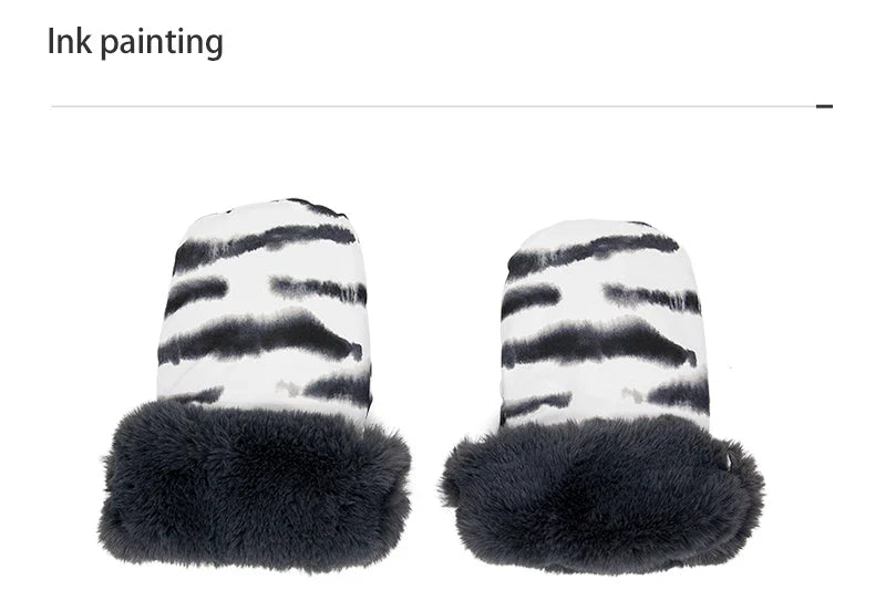 Stroller Gloves 1 Pair Winter Windproof Warm Cute Bear Brown Style Universal Prams Gloves Waterproof Baby Stroller Accessories