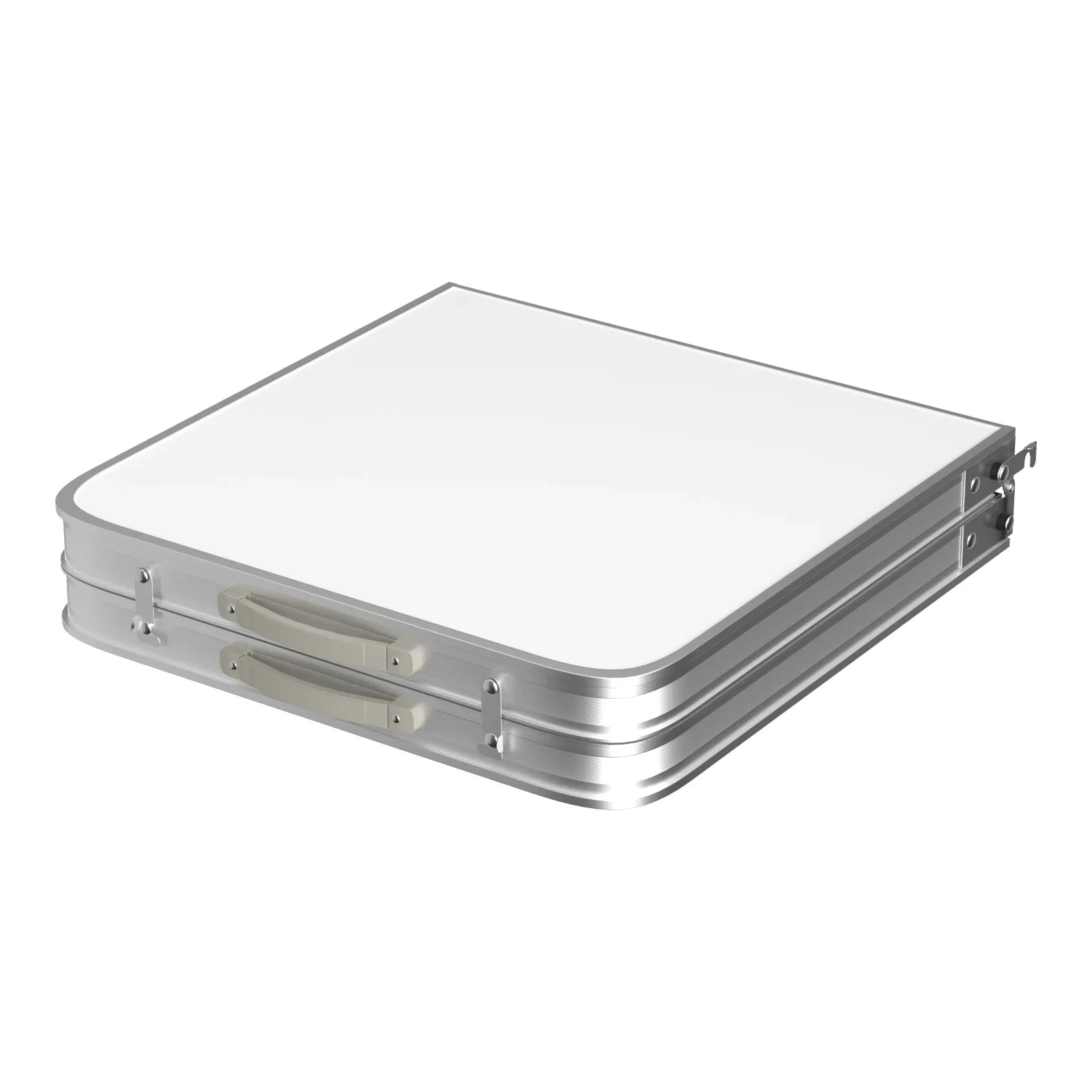 Features: - Folding table with carry handle - Moulded plastic top - includes handy carrying handle - Sturdy aluminum alloy fr