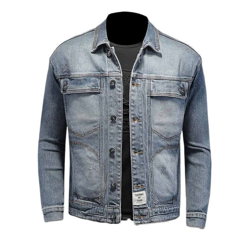 Men’s Classic Denim Jacket – Retro Casual Streetwear Outerwear
