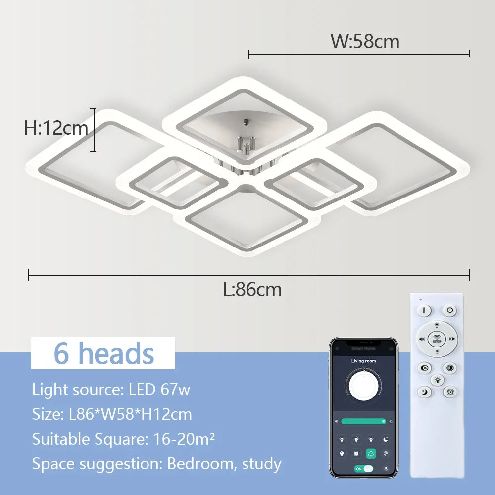 Modern LED Ceiling Light Dimmable Ceiling Lamp Fixture Acrylic Flush Mount Ceiling Chandelier Lighting for Living Room Home