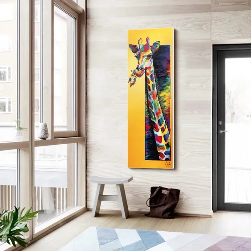 Modern Colourful Giraffe Wall Poster – No Frame
