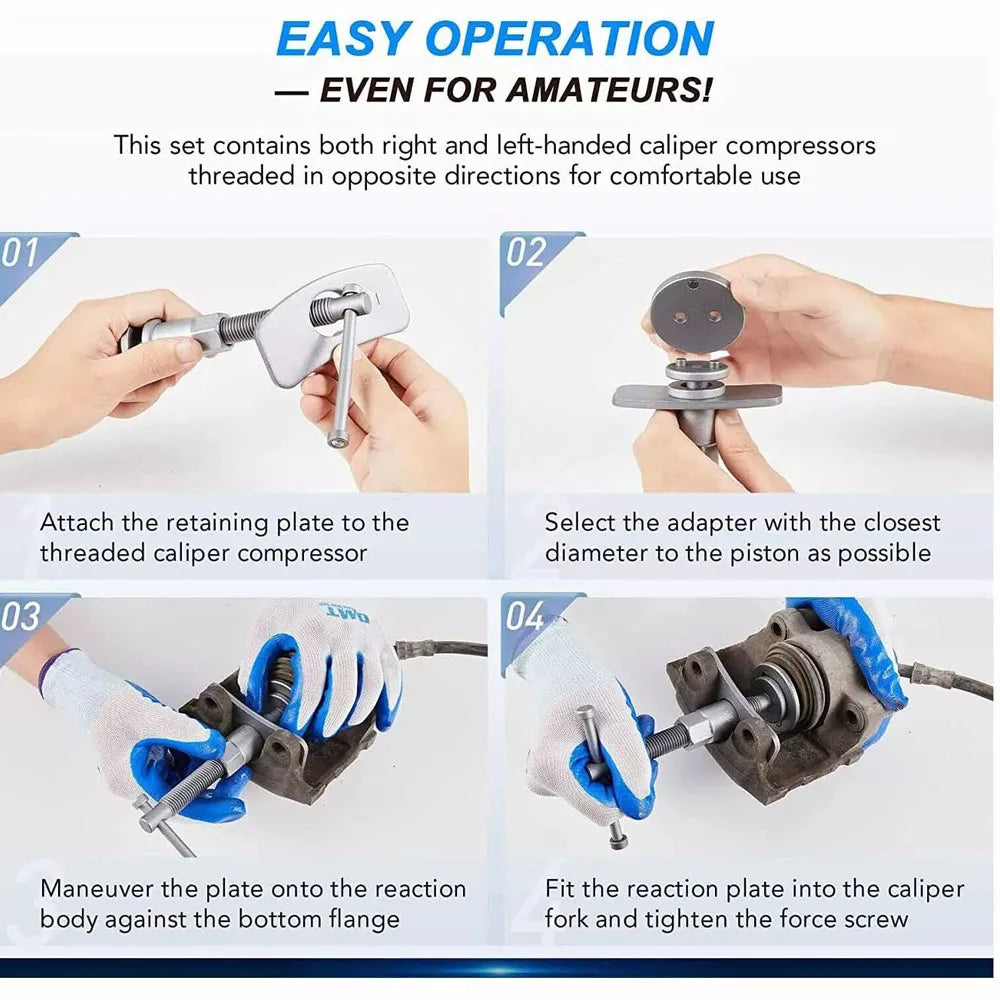 22Pcs/Set Car Universal Disc Piston Caliper Brake Rewind Wind Back Tool Kit Set With Case Garage Repair Hand Tools